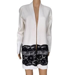 Chico’s Lace Drama cotton blend Womens Long Sleeve Cardigan Sweater Size 1/M